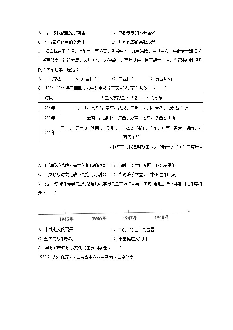 2023年湖北省武汉市中考历史模拟试卷（5月份）（含解析）02