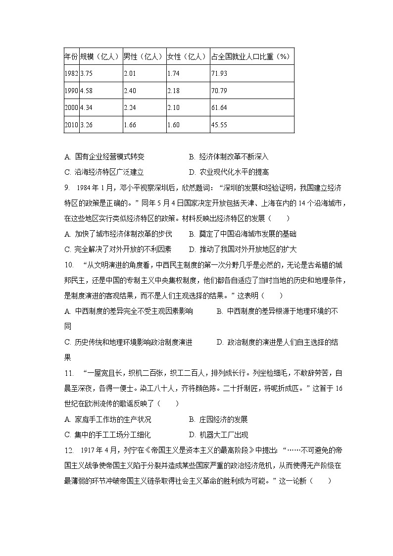 2023年湖北省武汉市中考历史模拟试卷（5月份）（含解析）03