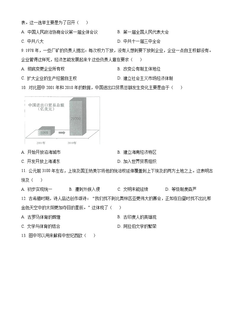 2023年江苏省扬州市中考历史真题03