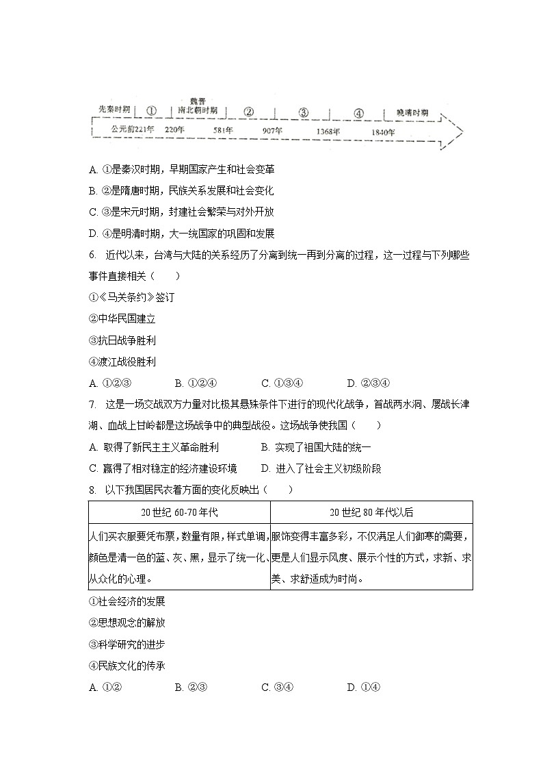 2023年安徽省合肥四十五中中考历史四模试卷（含解析）第2页