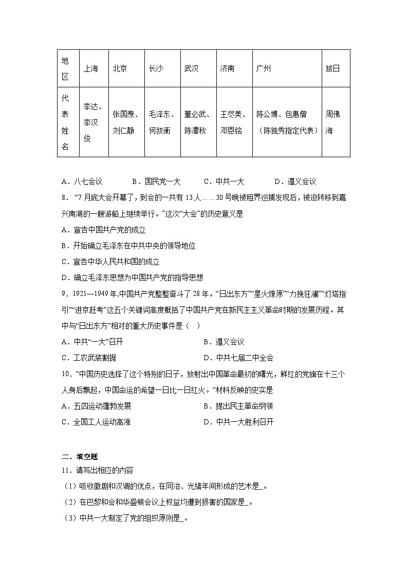 14.中国共产党诞生暑假预习部编版历史八年级上册02