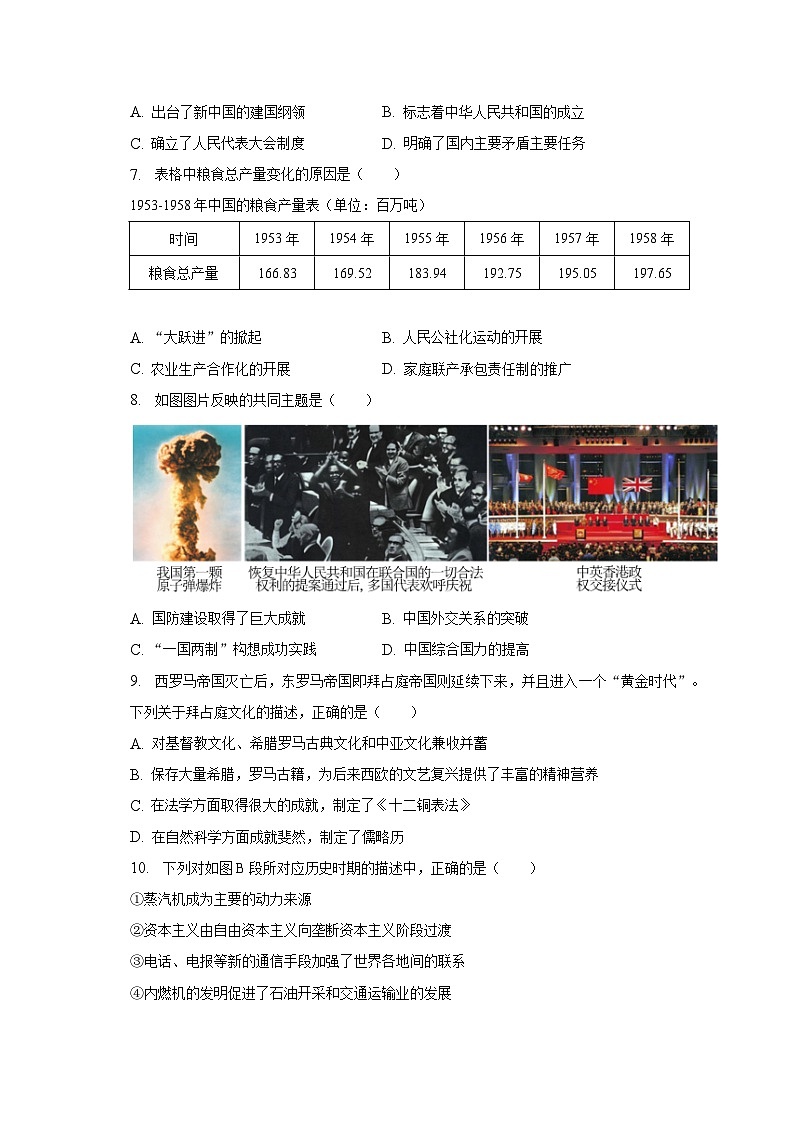 2023年陕西省商洛市丹凤县五校中考历史模拟试卷（含解析）02