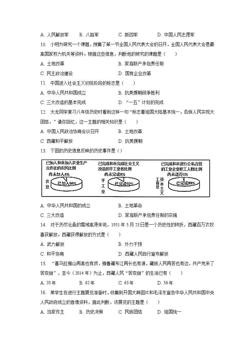 2022-2023学年湖南省益阳市赫山区箴龙学校八年级（下）第一次月考历史试卷（含解析）第2页