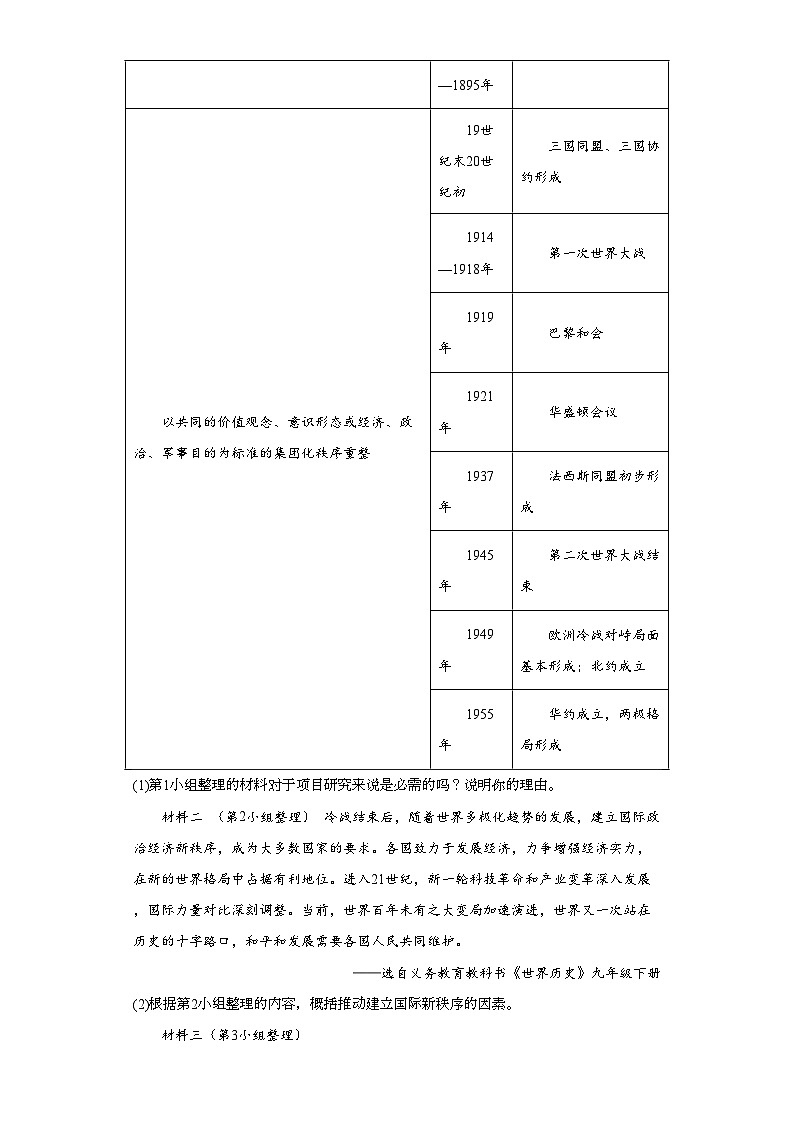 山东滨州三年（2021-2023）中考历史真题分题型分类汇编-05综合题第2页