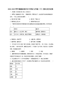 2022-2023学年福建省泉州市丰泽区七年级（下）期末历史试卷（含解析）