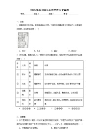 2023年四川省乐山市中考历史真题（无答案）