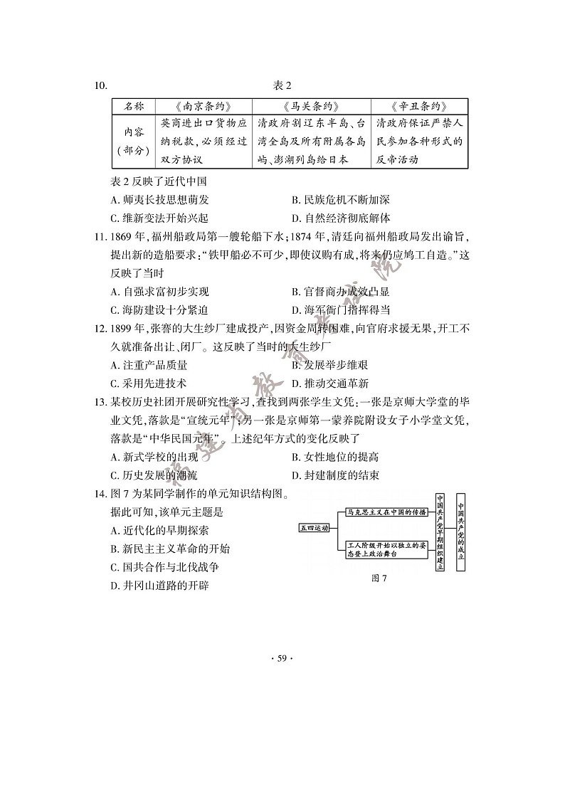 _2023年福建福州中考历史试题及答案第3页