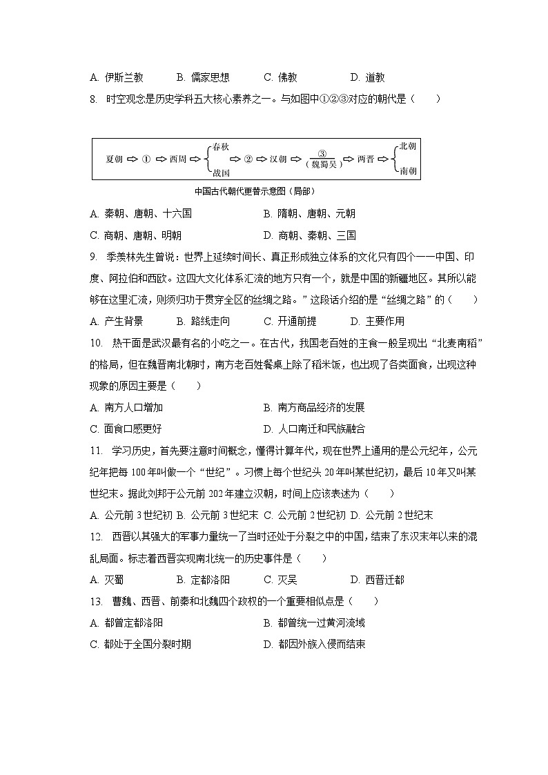 2022-2023学年内蒙古兴安盟乌兰浩特五中七年级（上）期末历史试卷（含解析）02