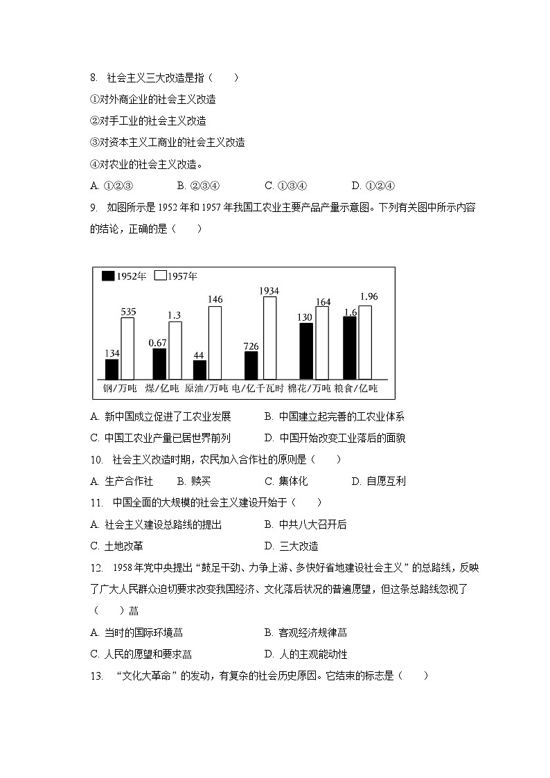 2022-2023学年河北省保定市定州市八年级（下）期中历史试卷（含解析）02