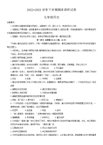 河南省平顶山市鲁山县石坡头中学2022-2023学年部编版七年级下学期期末历史试题（含答案）