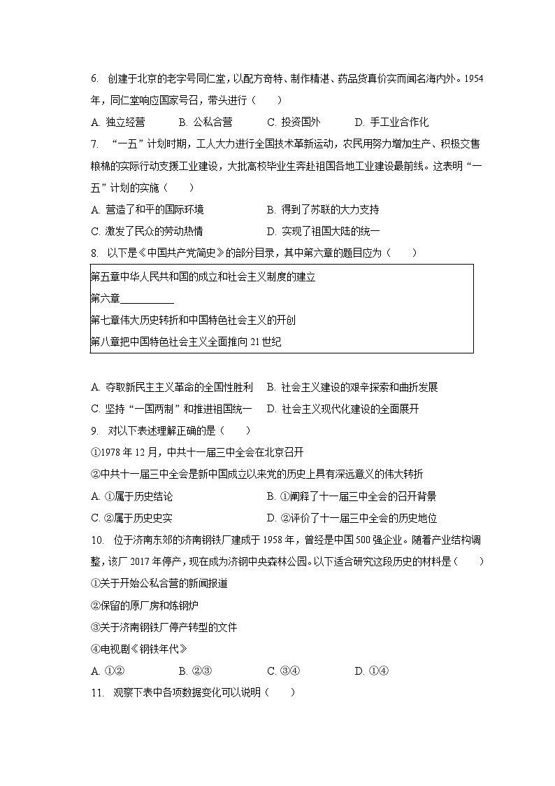 2022-2023学年山东省济南市东南片区八年级（下）期末历史试卷（含解析）02