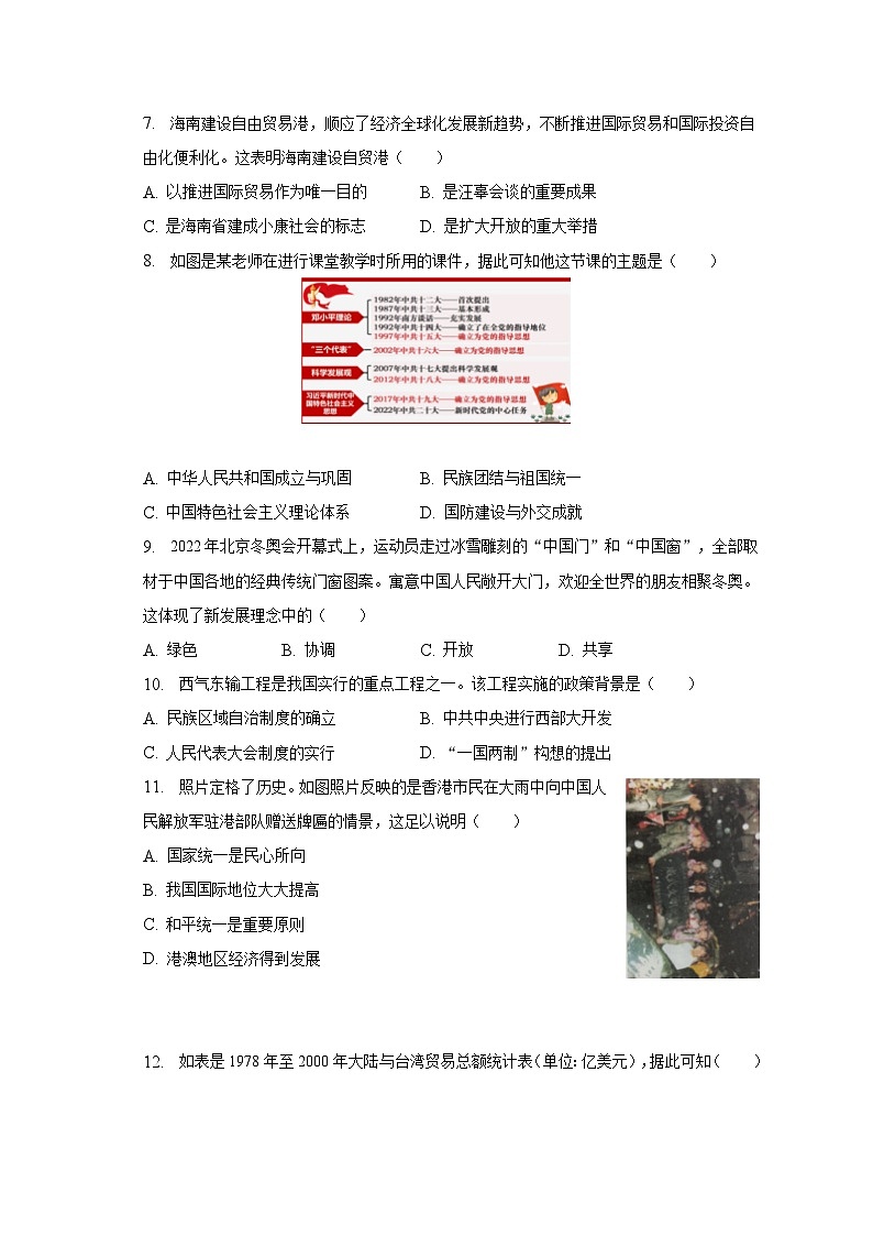 2022-2023学年海南省海口市八年级（下）期末历史试卷（B卷）（含解析）第2页