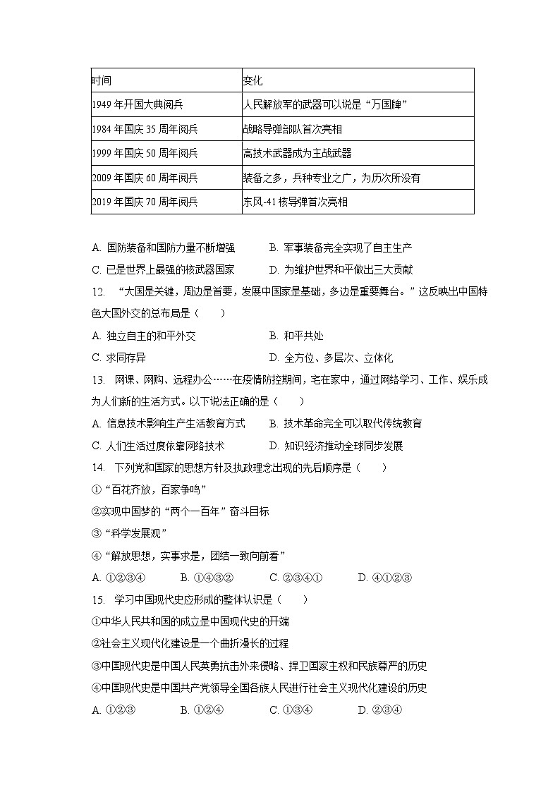 2022-2023学年辽宁省大连市金普新区八年级（下）期末历史试卷（含解析）第3页