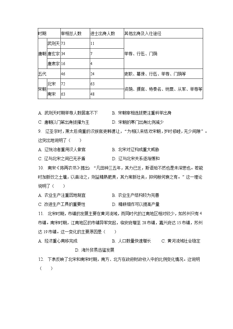 2022-2023学年安徽省滁州市南谯区七年级（下）期末历史试卷（含解析）02