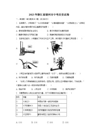 2023年浙江省湖州市中考历史试卷（含解析）