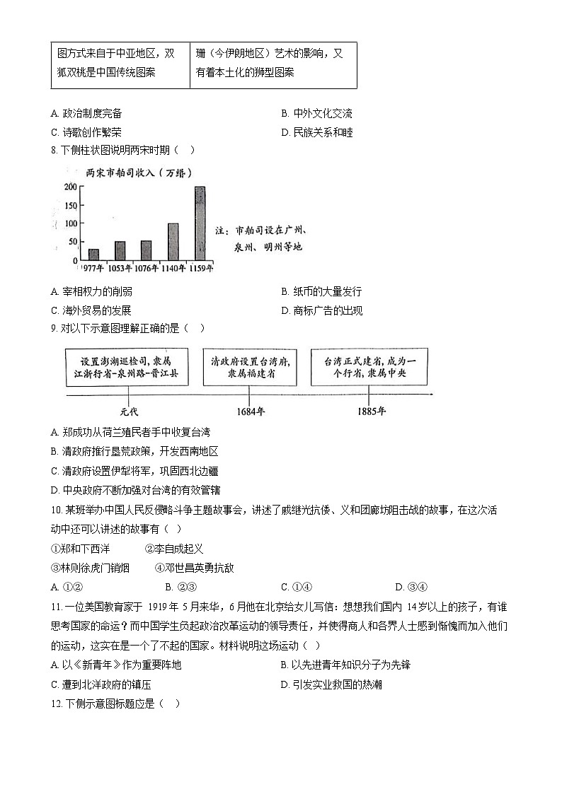 2023年北京中考真题历史试卷及答案解析03