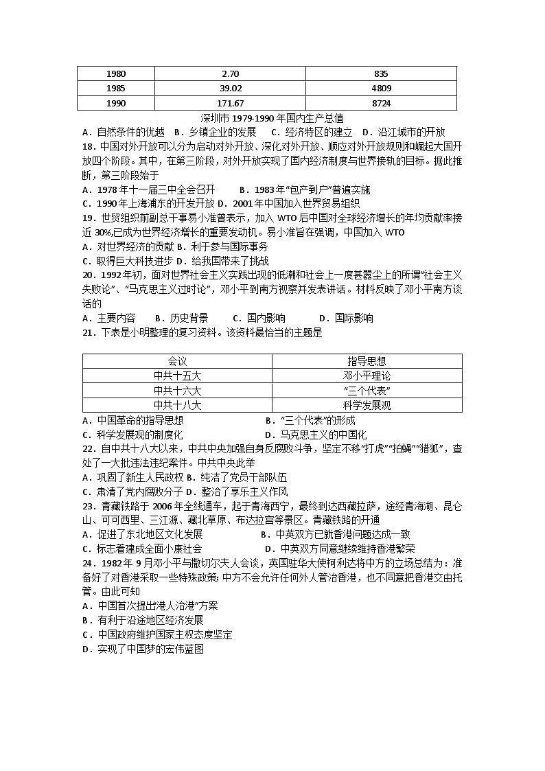 广东省江门市新会区2022-2023学年八年级下学期期末检测历史试题（含答案）03