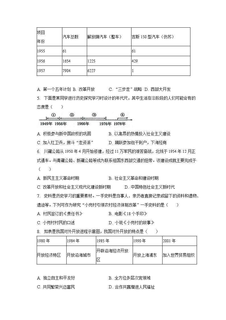 2022-2023学年四川省自贡市八年级（下）期末历史试卷（含解析）02