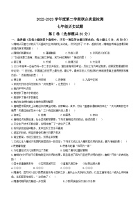 山东省枣庄市市中区2022-2023学年七年级下学期期中历史试题(无答案)