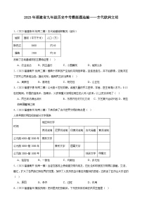 2023年福建省九年级历史中考模拟题选编——古代欧洲文明