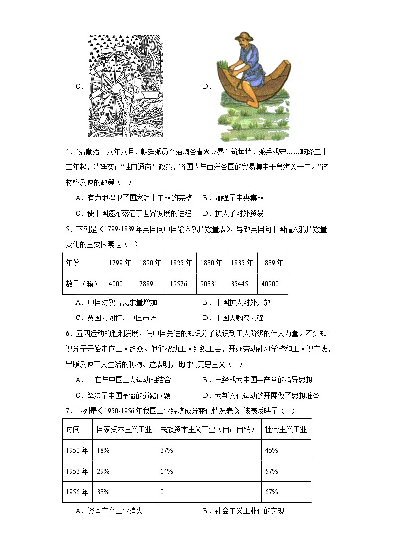 2023年安徽省芜湖市第十四中学中考一模历史试题（含解析）02