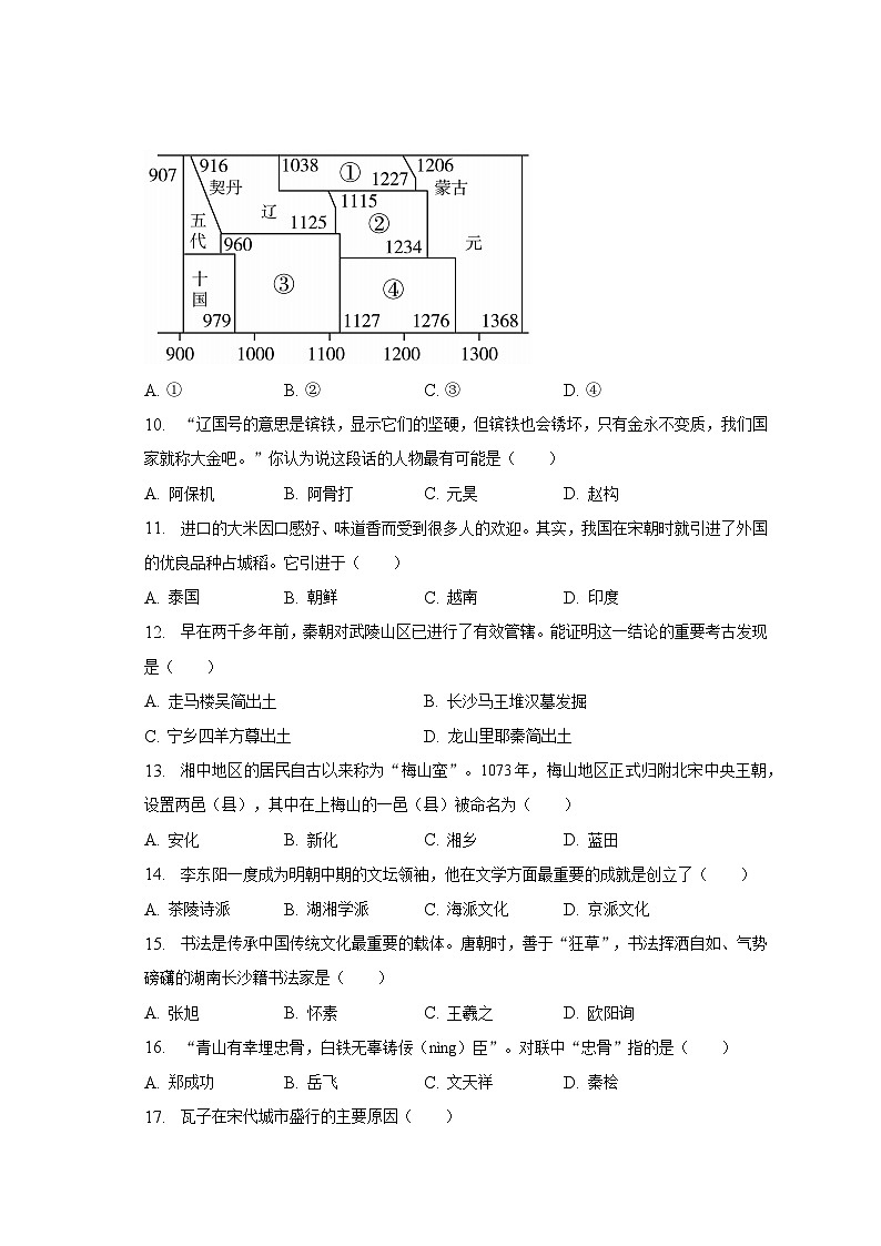 2022-2023学年湖南省益阳市安化县七年级（下）期末历史试卷（含解析）第2页