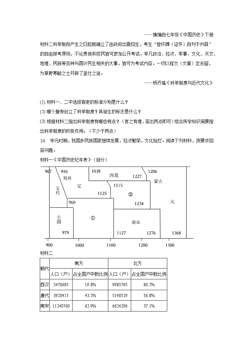 2022-2023学年湖南省长沙市长郡雨外教育集团七年级（下）期中历史试卷（含解析）第3页