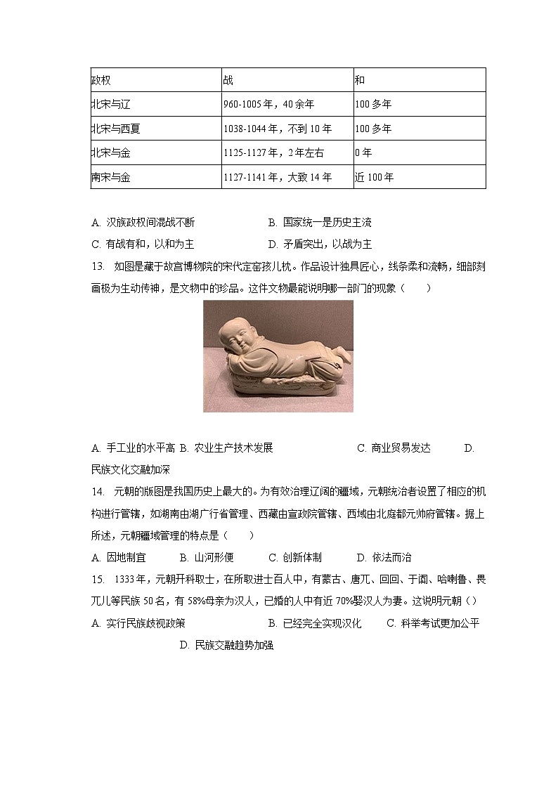 2022-2023学年江苏省盐城市建湖县七年级（下）期中历史试卷（含解析）第3页