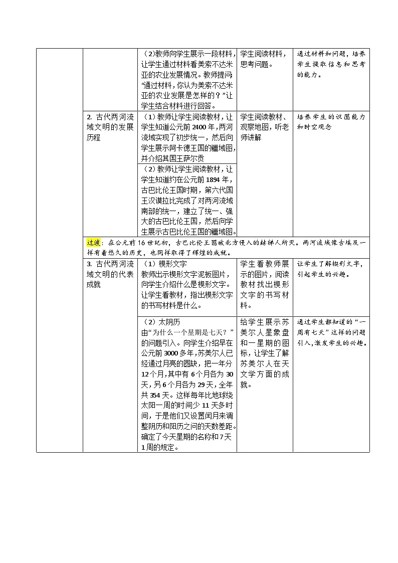 【同步教案】部编版历史九年级上册--第2课 古代两河流域 精品教案02