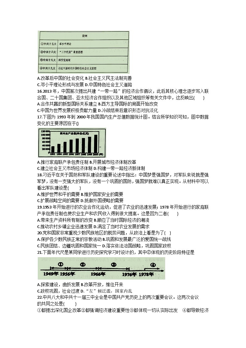 山东省聊城市高唐县2022-2023学年八年级下学期期末考试历史试题（含答案）03