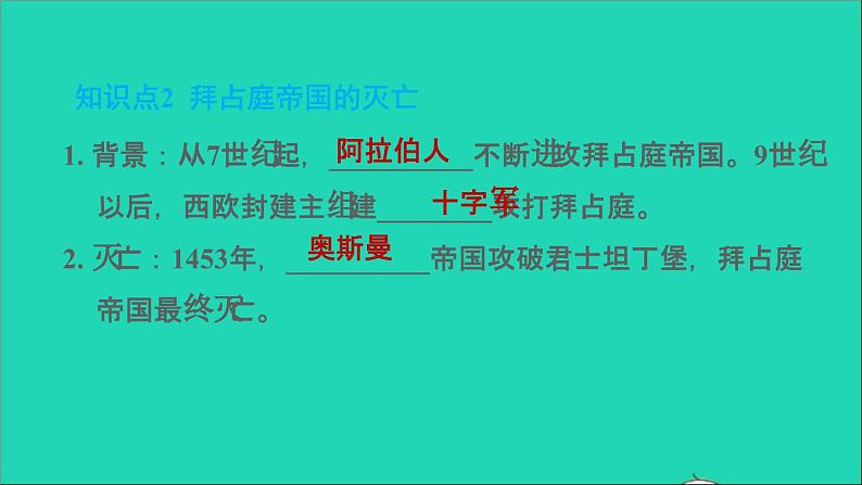 历史人教版九年级上册同步教学课件第3单元封建时代的欧洲第10课拜占庭帝国和查士丁尼法典207