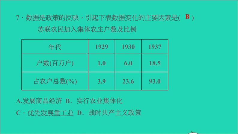 历史人教版九年级下册同步教学课件第5单元二战后的世界变化滚动专题三社会主义运动发展史作业08