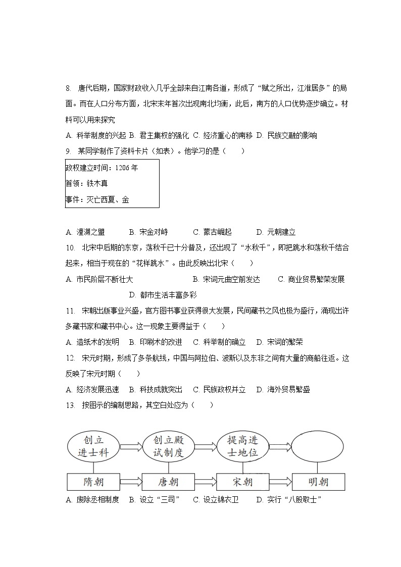 2022-2023学年河南省洛阳市宜阳县七年级（下）第三次月考历史试卷（含解析）02