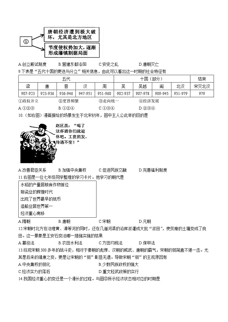 山东省菏泽市鄄城县2022-2023学年七年级下学期期中历史试题02
