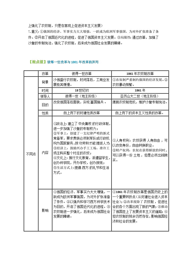 【同步讲义】部编版历史九年级下册--第2课《俄国的改革》讲义02