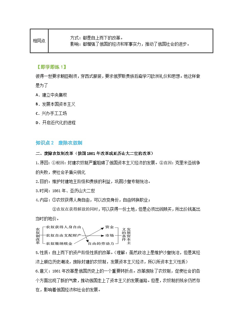 【同步讲义】部编版历史九年级下册--第2课《俄国的改革》讲义03