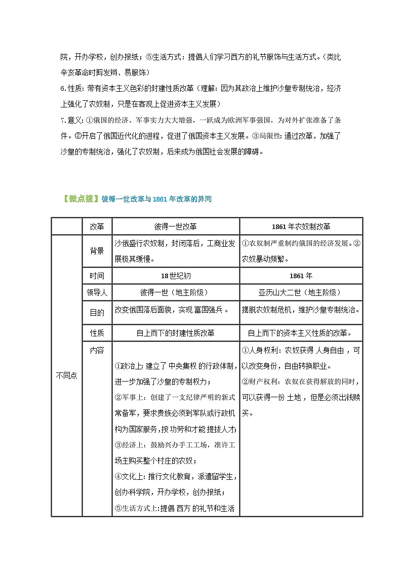 【同步讲义】部编版历史九年级下册--第2课《俄国的改革》讲义02