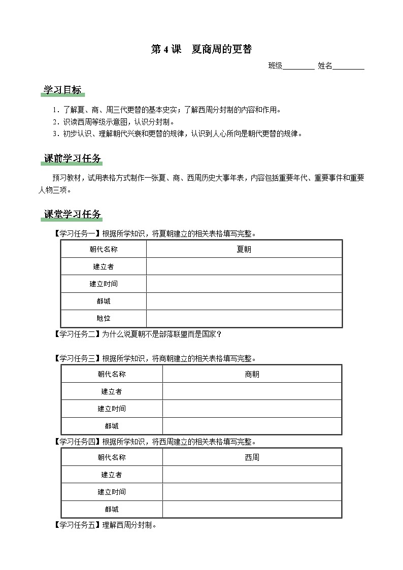 [部编版]七上历史  第4课 夏商周的更替（课件+教学设计+导学案+分层训练）01