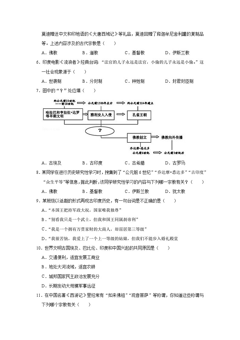 《古代印度》同步练习第2页