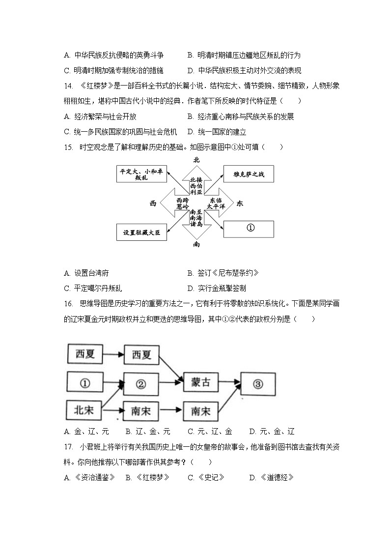 2022-2023学年甘肃省张掖市高台县城关中学等四校七年级（下）期末历史试卷（含解析）第3页