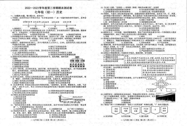 江西省南昌市复兴外国语学校2022-2023学年七年级下学期期末历史试题01