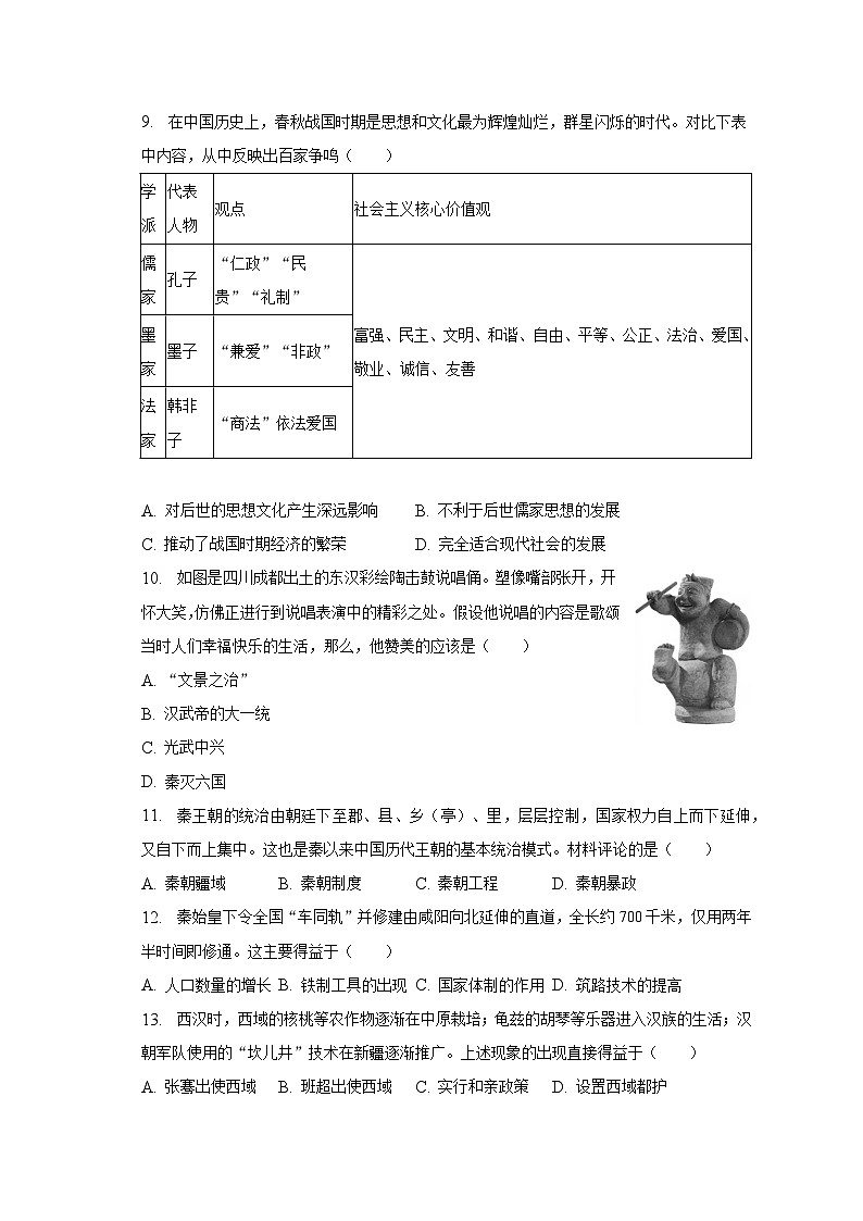 2022-2023学年河南省南阳市镇平县七年级（上）期末历史试卷（含解析）第2页