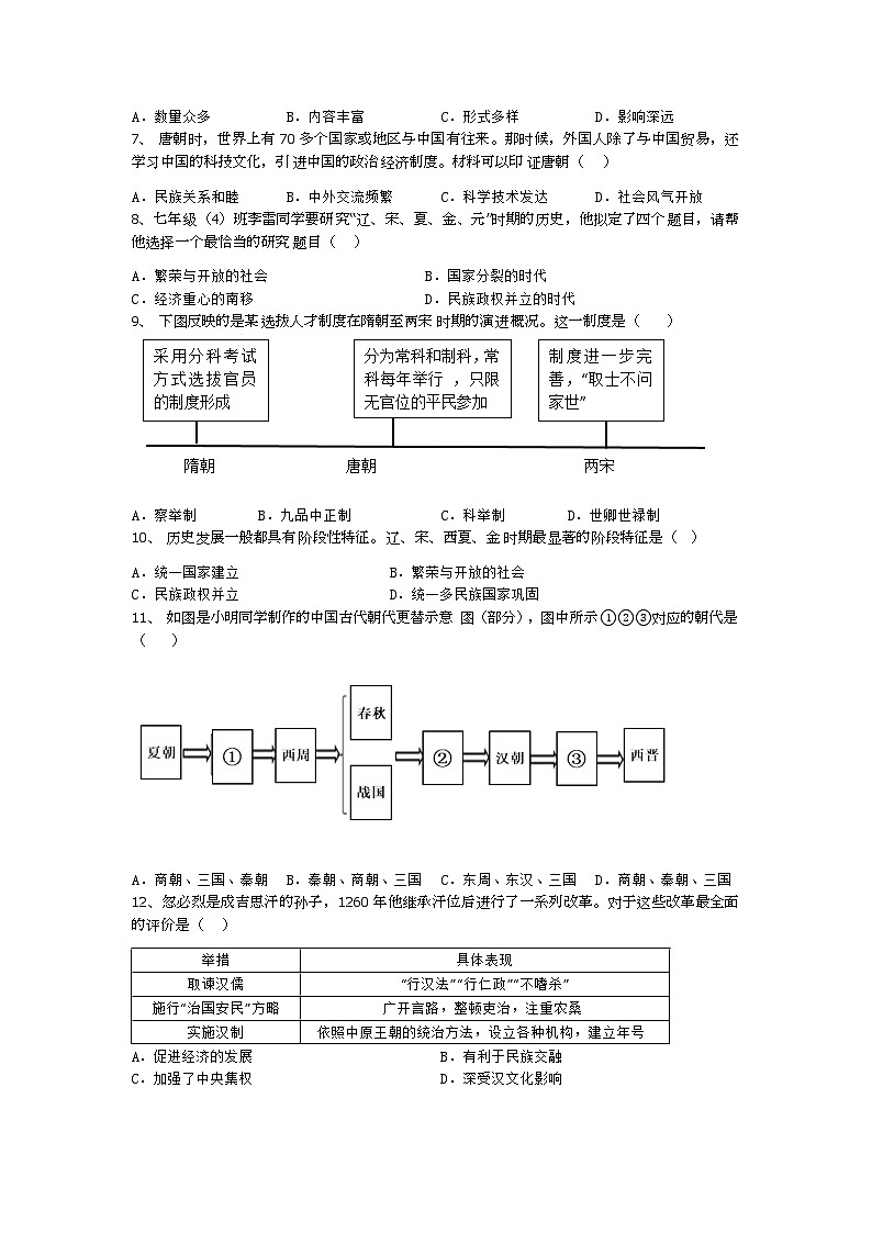 桐柏县2022-2023学年春期四校联考七年级期末考试历史试题第2页