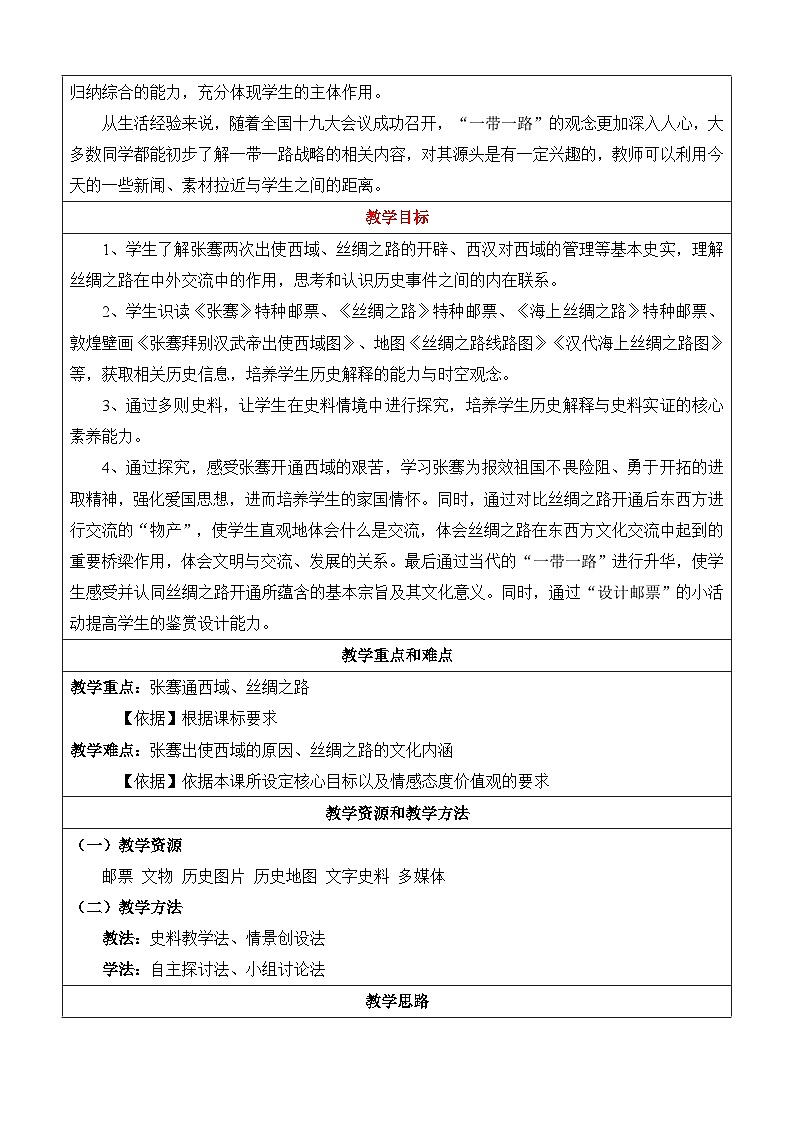 第14课 沟通中外文明的“丝绸之路” 教学设计2023_2024学年部编版七年级历史上册02