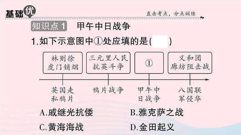 2023八年级历史上册第二单元近代化的早期探索与民族危机的加剧第五课甲午中日战争与列强瓜分中国狂潮作业课件新人教版07