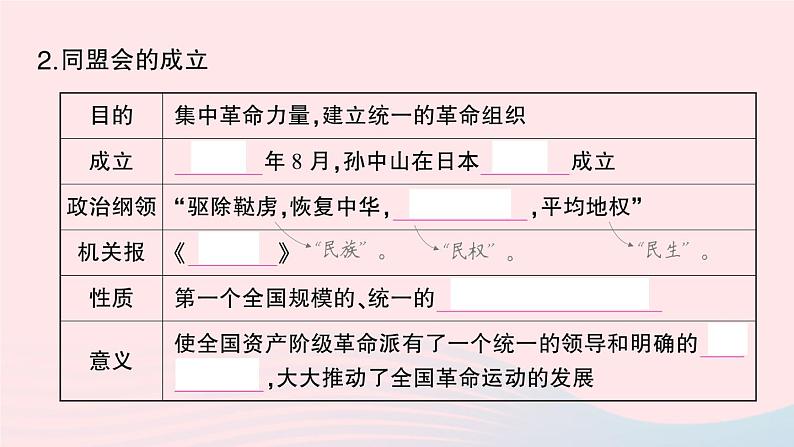 2023八年级历史上册第三单元资产阶级民主革命与中华民国的建立第八课革命先行者孙中山作业课件新人教版05