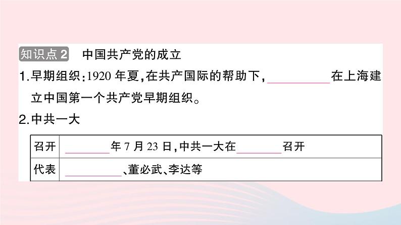 2023八年级历史上册第四单元新民主主义革命的开始第14课中国共产党诞生作业课件新人教版03