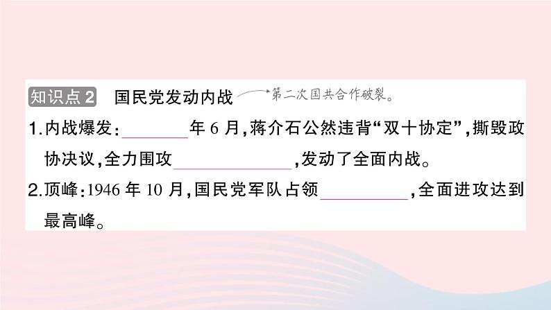 2023八年级历史上册第七单元人民解放战争第23课内战爆发作业课件新人教版04