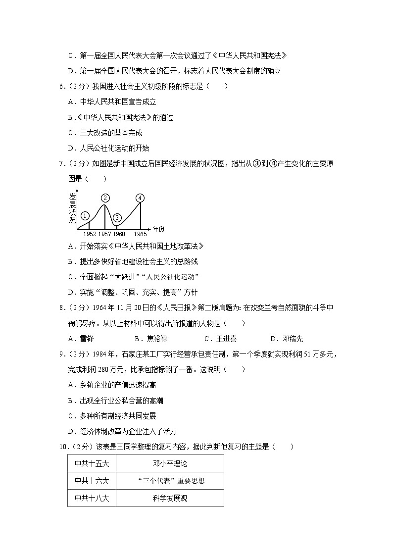 黑龙江省哈尔滨市阿城区2022-2023学年八年级下学期期末历史试卷第2页