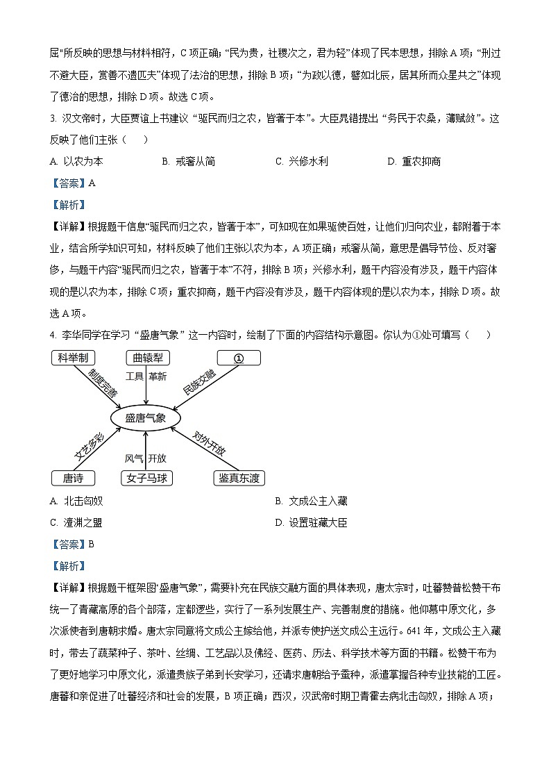 2023年山西省中考历史真题（含解析）第2页